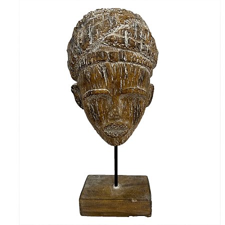 PECA DECORATIVA EM RESINA ESTATUETA MARROM 20X12X57CM