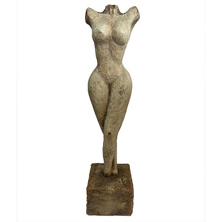 PECA DECORATIVA EM RESINA ESTATUETA MARROM 15X15X68CM
