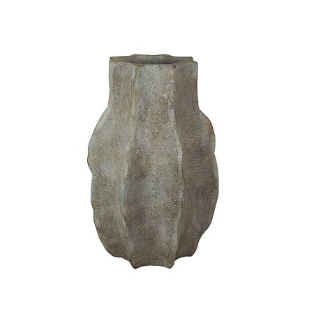 VASO DECORATIVO EM CIMENTO BEGE E BRANCO RUSTICO