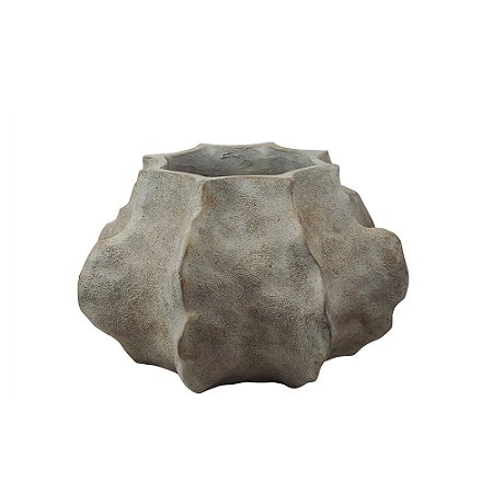VASO DECORATIVO EM CIMENTO BEGE E BRANCO RUSTICO