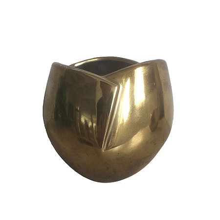 VASO DECORATIVO EM CERAMICA DOURADO