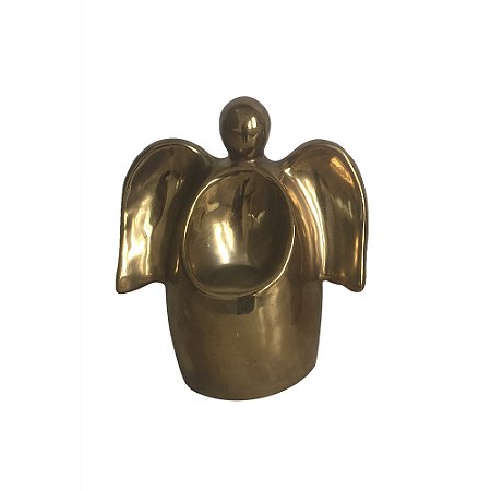 PECA DECORATIVA ANJO EM CERAMICA DOURADO