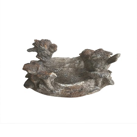 PECA DECORATIVA COM PASSAROS EM RESINA CINZA