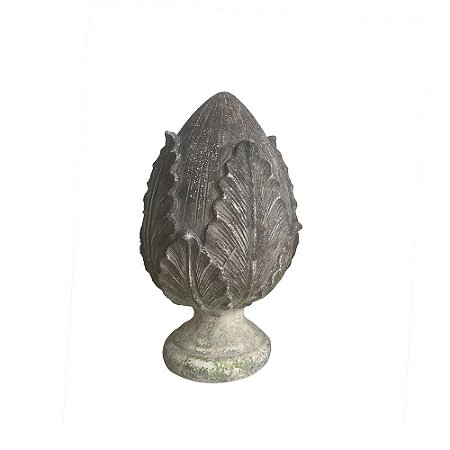 PECA DECORATIVA PINHA RUSTICA EM RESINA CINZA