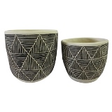 CJ. DE CACHEPOTS DE CIMENTO PRETO E BRANCO - 2PCS