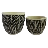 CJ. DE CACHEPOTS DE CIMENTO PRETO E BRANCO - 2PCS
