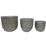 CONJ DE CACHEPOTS DE CIMENTO CINZA - 3 PCS