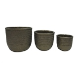CONJ DE CACHEPOTS DE CIMENTO CINZA - 3 PCS