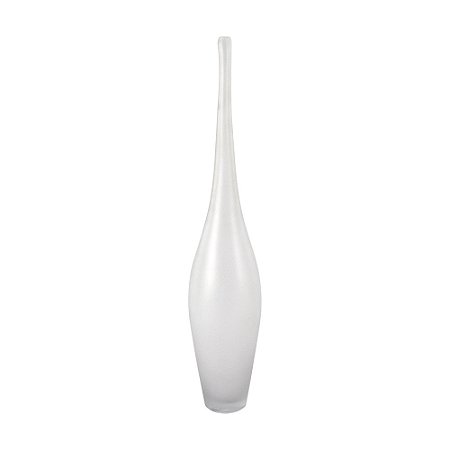 VASO NO FORMATO DE GARRAFA DE VIDRO JATEADO BRANCO