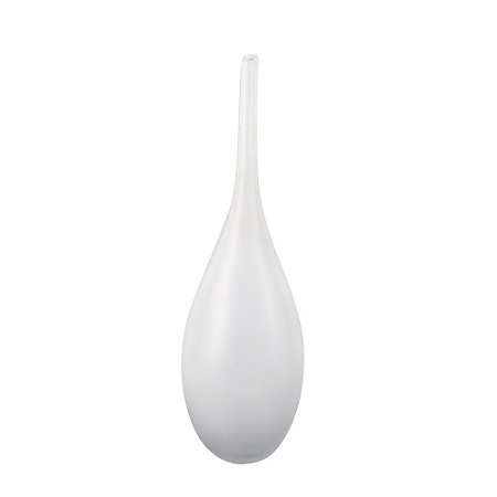 VASO NO FORMATO DE GARRAFA DE VIDRO JATEADO BRANCO