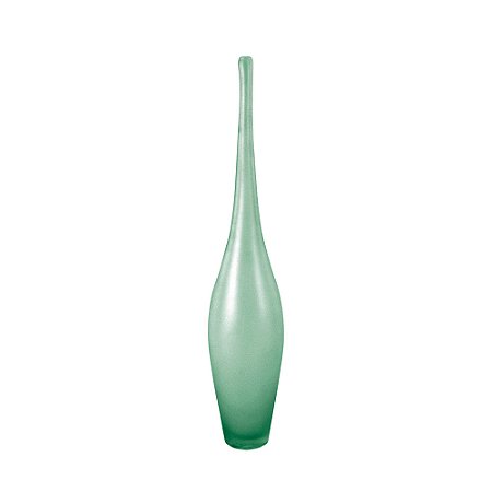 VASO NO FORMATO DE GARRAFA DE VIDRO JATEADO VERDE