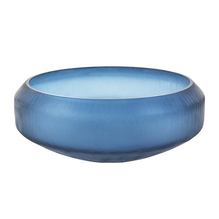 CENTRO DE MESA DE VIDRO JATEADO AZUL