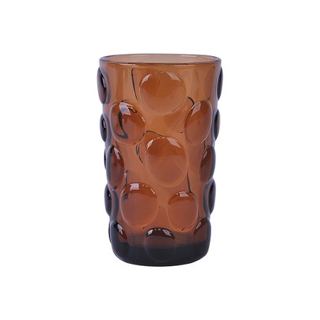 CJ DE COPOS EM VIDRO COM TEXTURA BOLHAS AMBAR 6PCS - 350ML