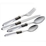 CJ. DE TALHERES DE METAL COM CABO TRANSPARENTE - 24PCS
