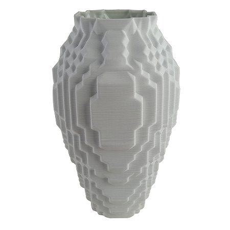 VASO DECORATIVO EM CERAMICA BRANCO 3D 17,5CM X 17,5CM X 32CM