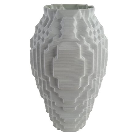 VASO DECORATIVO EM CERAMICA BRANCO 3D 18CM X 18CM X 34CM