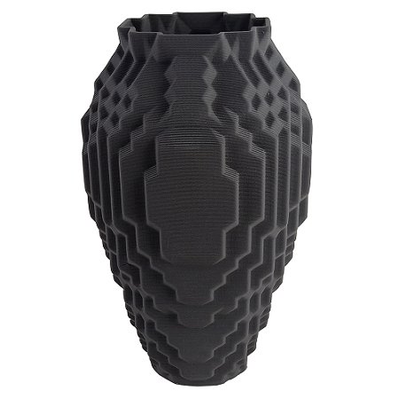 VASO DECORATIVO EM CERAMICA PRETO 3D 18CM X 18CM X 34CM