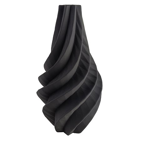 VASO DECORATIVO EM CERAMICA PRETO 3D 20CM X 20CM X 42CM