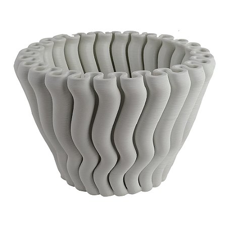 VASO DECORATIVO EM CERAMICA BRANCO 3D 24CM X 24CM X 16CM