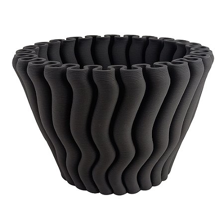 VASO DECORATIVO EM CERAMICA PRETO 3D 24CM X 24CM X 16CM
