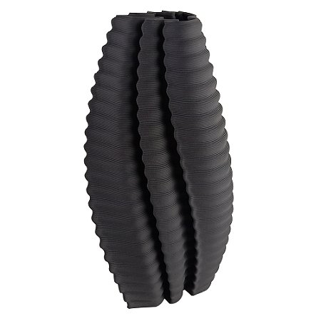 VASO DECORATIVO EM CERAMICA PRETO 3D 19CM X 19CM X 37CM