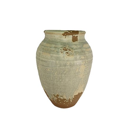 VASO DECORATIVO EM CERAMICA BEGE E MARROM