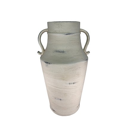 VASO DECORATIVO EM CERAMICA BRANCO RUSTICO