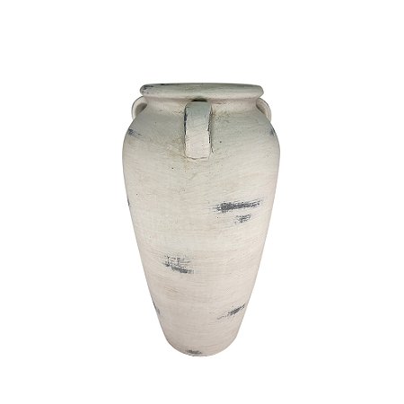 VASO DECORATIVO EM CERAMICA BRANCO RUSTICO