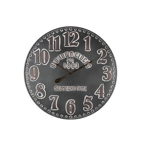 RELOGIO DE PAREDE EM METAL BRANCO E CINZA