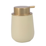 PORTA SABONETE LIQUIDO DE CERAMICA BEGE E DOURADO