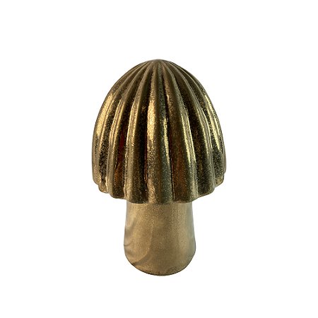 PECA DECORATIVA COGUMELO EM CERAMICA DOURADO