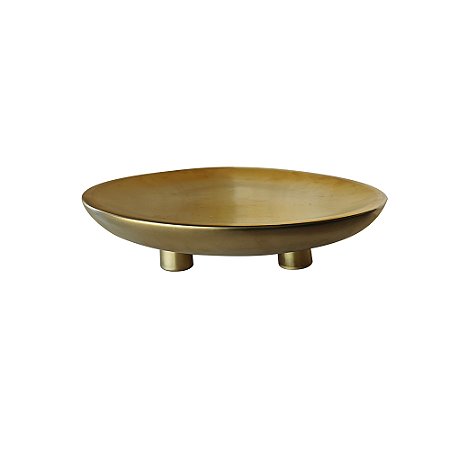 BANDEJA DECORATIVA EM CERAMICA DOURADA