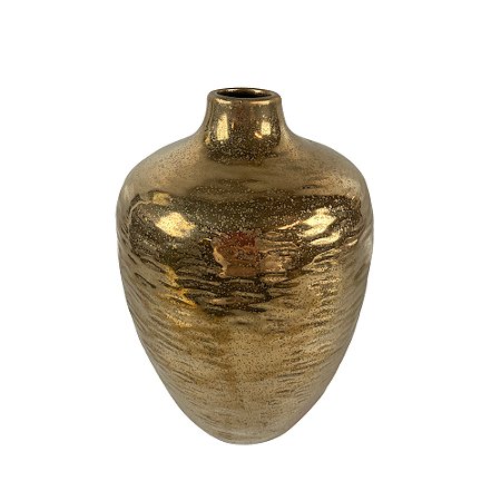 VASO DECORATIVO EM CERAMICA DOURADA