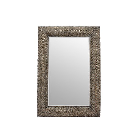 ESPELHO COM MOLDURA EM METAL BRONZE