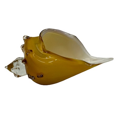 CONCHA DECORATIVA EM VIDRO AMBAR 22CM X 11CM X 10,5CM