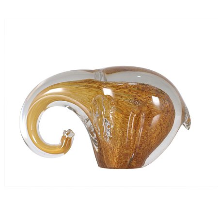 ELEFANTE DECORATIVO EM VIDRO AMBAR