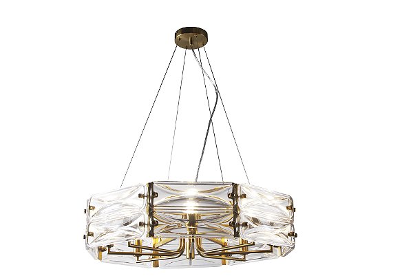 PENDENTE ARIA TRANSPARENTE / DOURADO (D)67,5CM (A)15,6CM 8XE14 VELA MAX 10W IP20