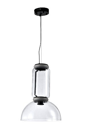 PENDENTE SATELI TRANSPARENTE / PRETO (D)40CM (A)53CM 1XLED INTEGRADO 17W 3000K 440LM IP20