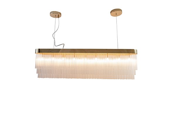 PENDENTE ESPINO TRANSPARENTE / DOURADO (L)14,6CM (C)102CM (A)28CM 9XG9 HALOPIN COB MAX 25W IP20