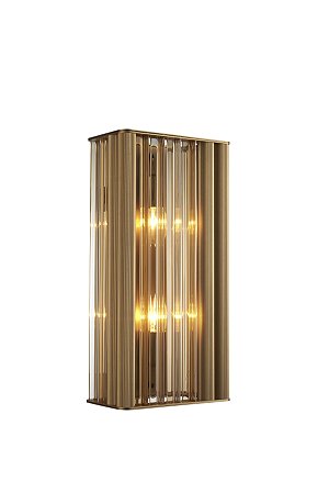 ARANDELA BRISE DOURADO / AMBAR (L)13CM (C)22CM (A)45CM 2XE14 VELA MAX 25W IP20