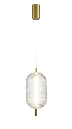 PENDENTE CASULO TRANSPARENTE / DOURADO (D)15CM (A)32CM 1XLED INTEGRADO 18W 3000K 1350LM IP20