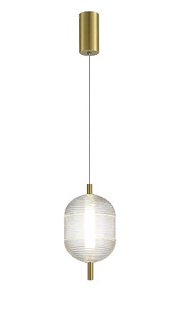 PENDENTE CASULO TRANSPARENTE / DOURADO (D)15CM (A)26CM 1XLED INTEGRADO 14W 3000K 1050LM IP20
