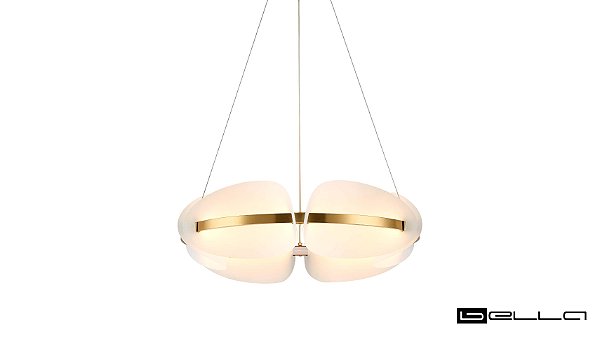 PENDENTE TEKSI BRANCO / DOURADO (D)60CM (A)17CM 1XLED INTEGRADO 25W 3000K 1500LM IP20