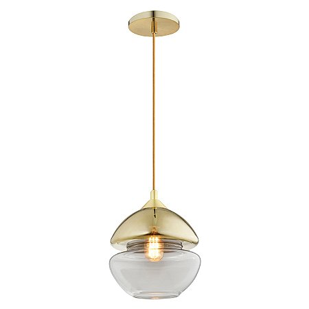 PENDENTE SEI DOURADO / BRANCO (D)21CM (A)20CM 1XE27 BULBO MAX 40W IP20