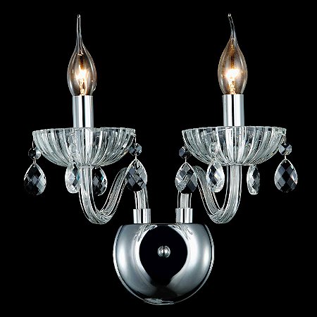 ARANDELA ANJOU CROMADO / TRANSPARENTE (L)38CM (C)22CM (A)26CM 2XE14 VELA MAX 40W IP20