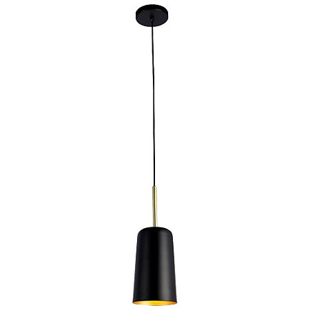 PENDENTE BOT PRETO / DOURADO (D)13,6CM (A)38CM 1XE27 BULBO MAX 40W IP20