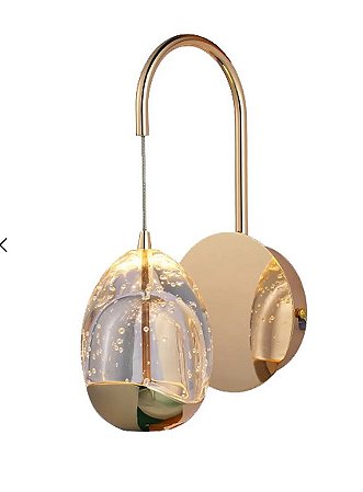 ARANDELA GUTE DOURADO / TRANSPARENTE (L)11CM (C)15,5CM (A)26,5CM 1XLED INTEGRADO 4,8W 3000K 288LM IP20