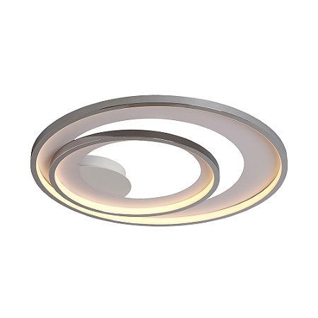 PLAFON LOOP CROMADO / BRANCO (D)62CM (A)5,2CM 1XLED INTEGRADO 60W 3000K 1500LM IP20