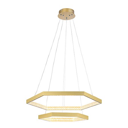 PENDENTE HEX DOURADO / TRANSPARENTE (D)60CM (A)3,5CM 1XLED INTEGRADO 50W 3000K 2550LM IP20