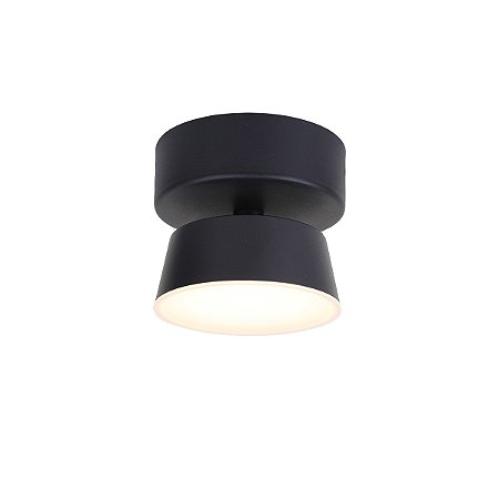PLAFON DUSSO PRETO (D)10CM (A)9CM 1XLED INTEGRADO 7W 3000K 455LM IP20
